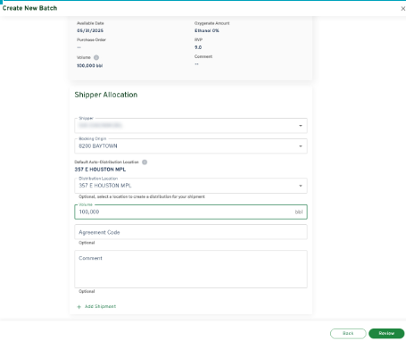Create New 'Batch'